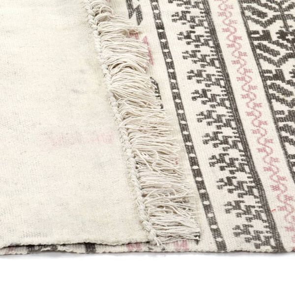 vidaXL Tapis Kilim Coton 120 x 180 cm avec motif Gris/rose