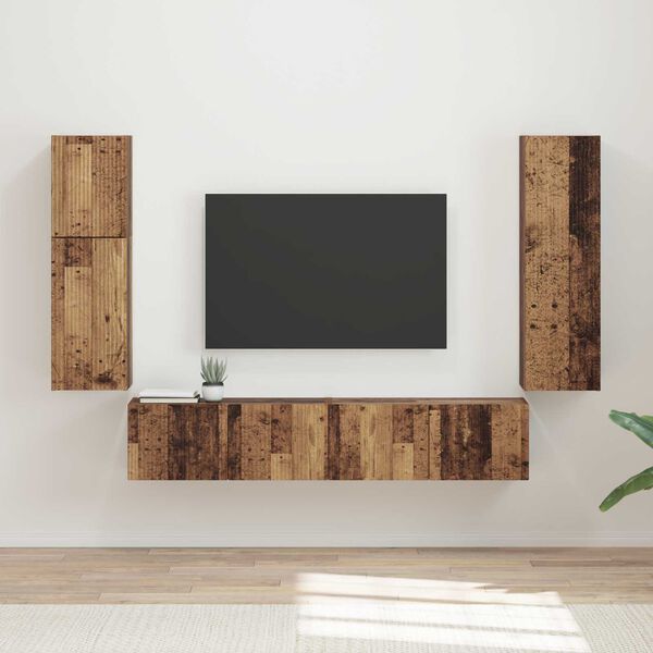 vidaXL Ensemble meuble TV 4 pcs Bois ancien Bois d'ing&eacute;nierie