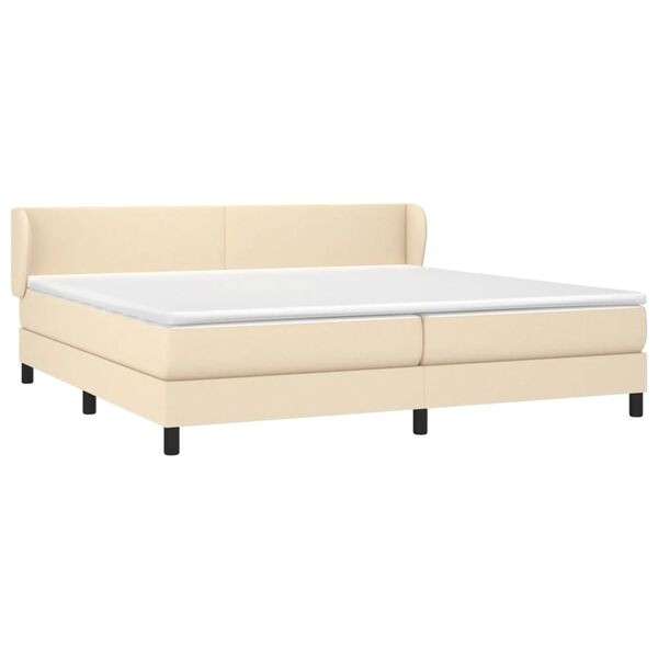 vidaXL Sommier &agrave; lattes de lit avec matelas Cr&egrave;me 200x200 cm Tissu