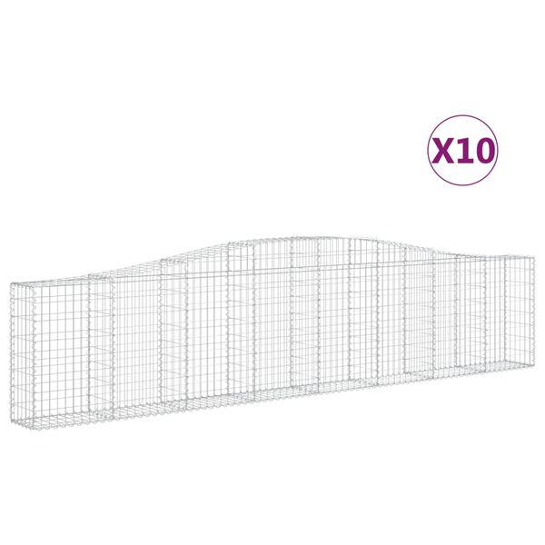 vidaXL Paniers &agrave; gabions arqu&eacute;s 10 pcs 400x30x80/100 cm Fer galvanis&eacute;