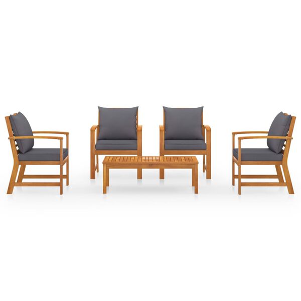 vidaXL Salon de jardin 5 pcs avec coussin Bois d'acacia solide