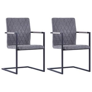 vidaXL Chaises &agrave; manger cantilever lot de 2 gris fonc&eacute; similicuir