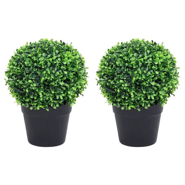 vidaXL Plantes de buis artificiel 2 pcs avec pots Boule Vert 27 cm