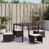 vidaXL Tabourets de jardin et coussins lot de 4 noir 41x41x36 cm rotin