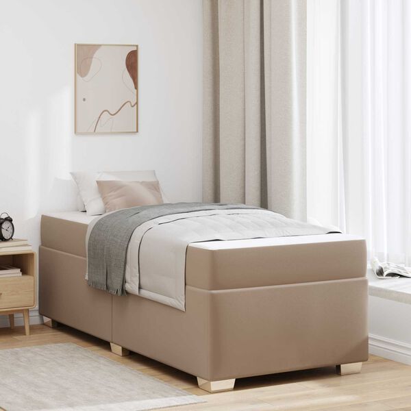 vidaXL Cadre de lit avec matelas Cappuccino 90 x 200 cm tissu