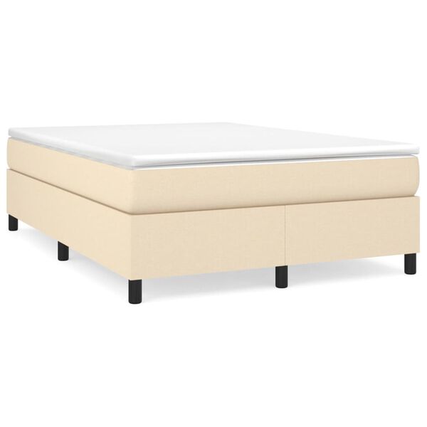 vidaXL Sommier &agrave; lattes de lit avec matelas Cr&egrave;me 140x190 cm Tissu