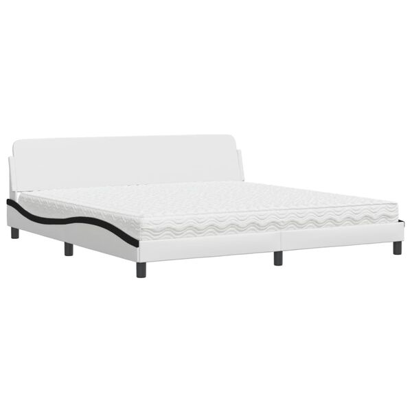 vidaXL Lit avec matelas Dover blanc et noir 200x200 cm similicuir