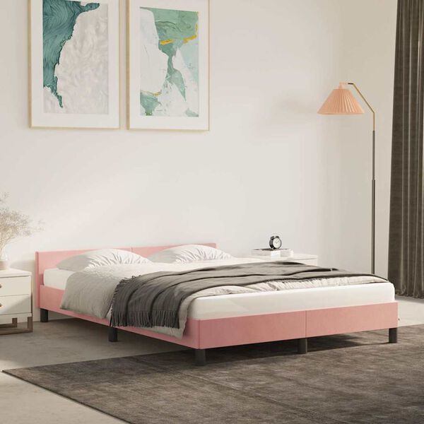vidaXL Cadre de lit et t&ecirc;te de lit sans matelas rose 140x190cm velours