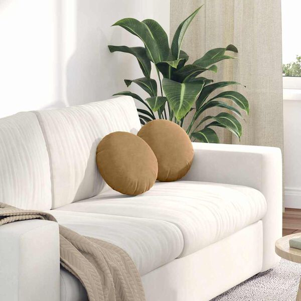 vidaXL Coussins de si&egrave;ge 2 pcs Marron &Oslash; 40 x 13 cm Velours