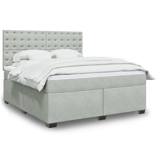 vidaXL Sommier &agrave; lattes de lit et matelas Gris clair 180x200cm Velours