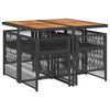 vidaXL Ensemble &agrave; manger de jardin coussins 5pcs Noir R&eacute;sine tress&eacute;e