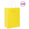vidaXL Sacs en papier 50 pcs avec poign&eacute;es jaune 15x8x21 cm