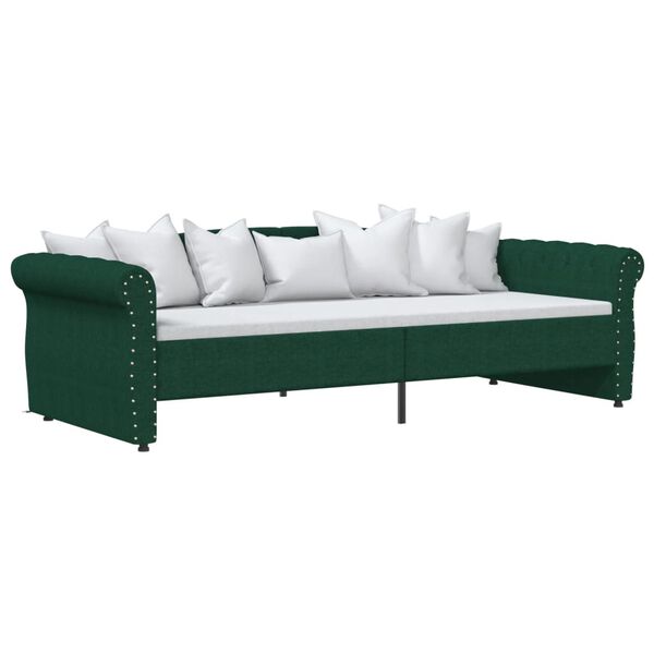 vidaXL Lit avec &eacute;clairage USB Vert fonc&eacute; Tissu 90x200 cm