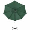 vidaXL Parasol de jardin en porte-&agrave;-faux et m&acirc;t et lumi&egrave;res LED vert