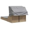 vidaXL Chaise longue double avec auvent et coussins beige poly rotin