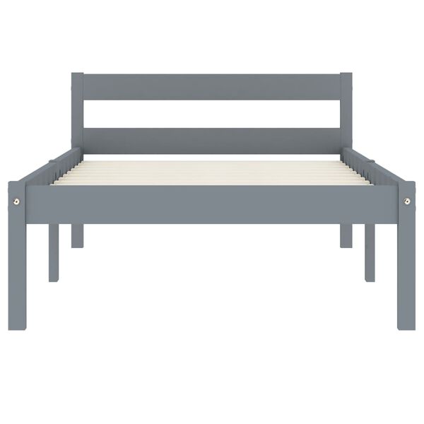 vidaXL Cadre de lit sans matelas gris bois de pin massif 90x200 cm