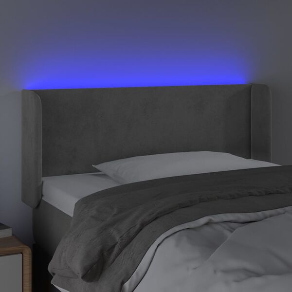 vidaXL T&ecirc;te de lit &agrave; LED Gris clair 83x16x78/88 cm Velours