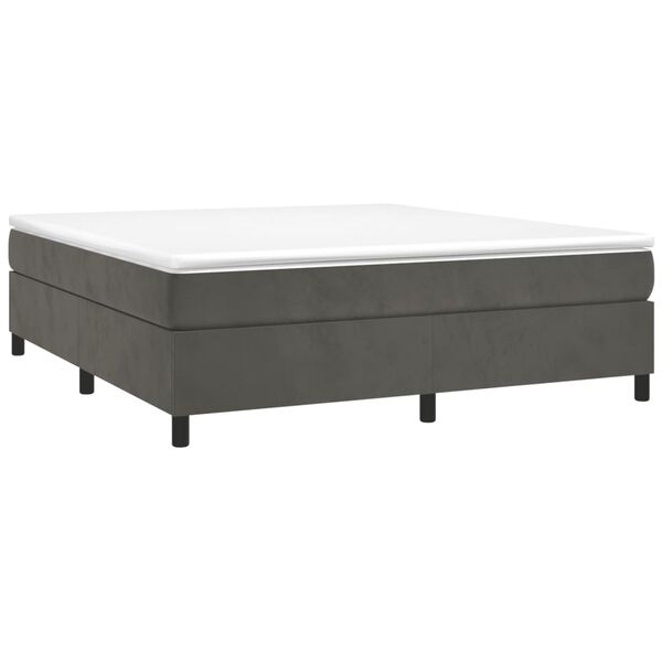 vidaXL Sommier &agrave; lattes de lit et matelas Gris fonc&eacute; 180x200cm Velours