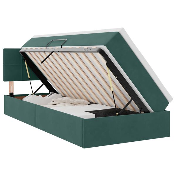 vidaXL Lit de Rangement avec matelas Vert fonc&eacute; 90 x 190 cm Velours
