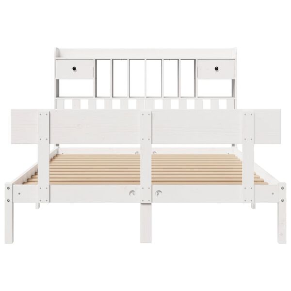 vidaXL Lit bibliothèque sans matelas blanc 160x200 cm bois pin massif