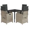 vidaXL Ensemble &agrave; manger de jardin et coussins 5 pcs gris clair rotin