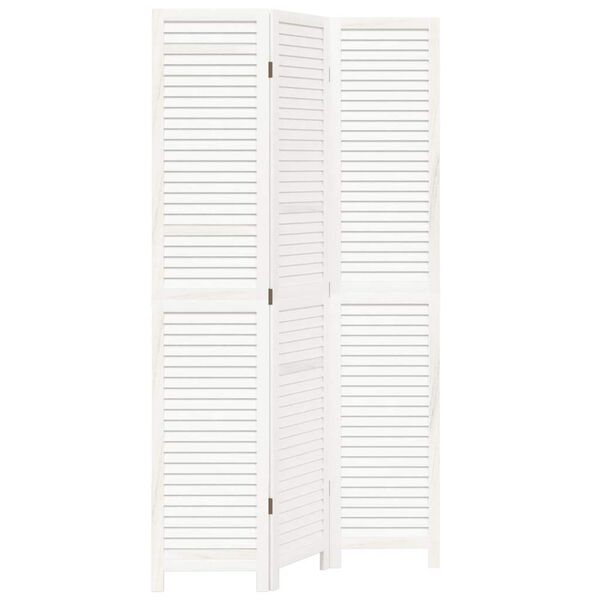 vidaXL Cloison de séparation 3 panneaux blanc bois de paulownia massif