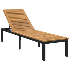 vidaXL Transat Noir 200 x 55 x 35 cm Bois d'Acacia Massif