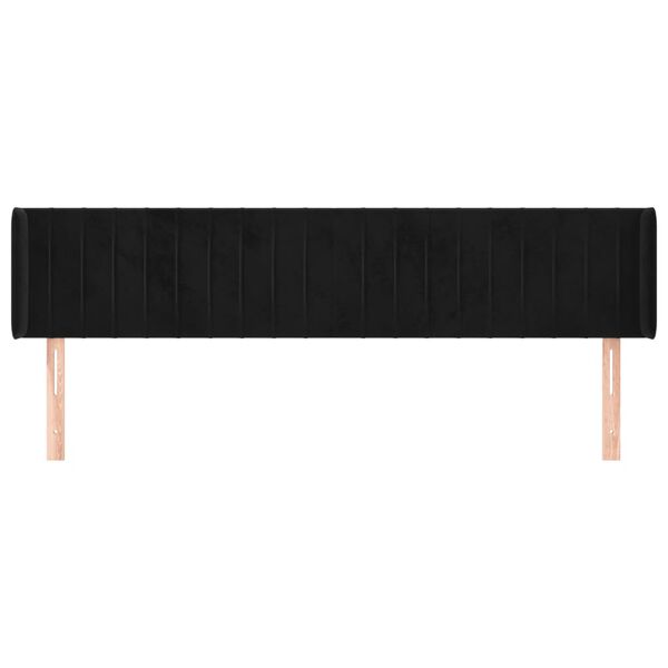 vidaXL T&ecirc;te de lit avec oreilles Noir 203x16x78/88 cm Velours