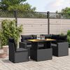 vidaXL Salon de jardin 6 pcs avec coussins noir r&eacute;sine tress&eacute;e
