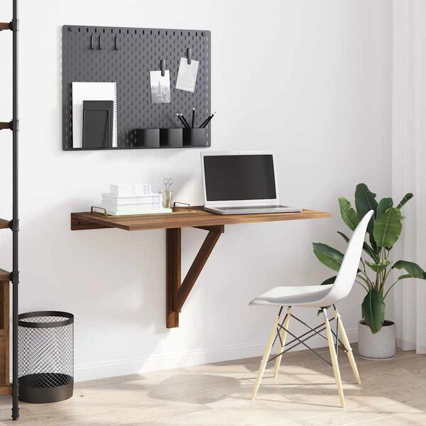 vidaXL Table murale pliable Ch&ecirc;ne marron 100x60x56cm Bois d'ing&eacute;nierie