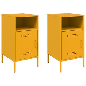 vidaXL Tables de chevet 2 pcs jaune moutarde 36x39x68 cm acier