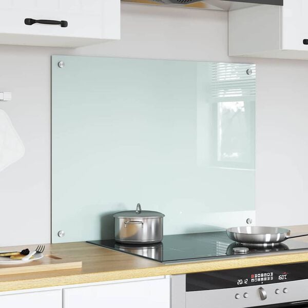 vidaXL Protection de cuisine Blanc 80 x 60 cm verre trempé