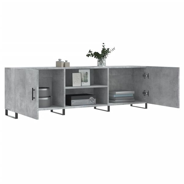 vidaXL Meuble TV gris béton 150x30x50 cm bois d'ingénierie