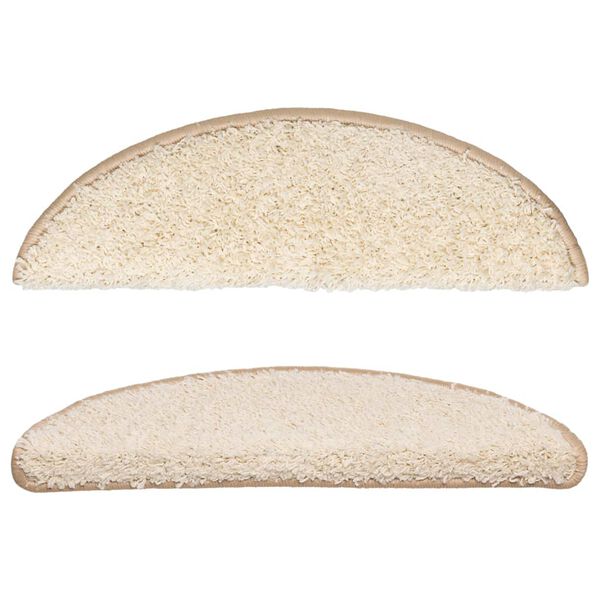 vidaXL Tapis d'escalier 10 pi&egrave;ces 56 x 17 x 3 cm Cr&egrave;me Demi-rond