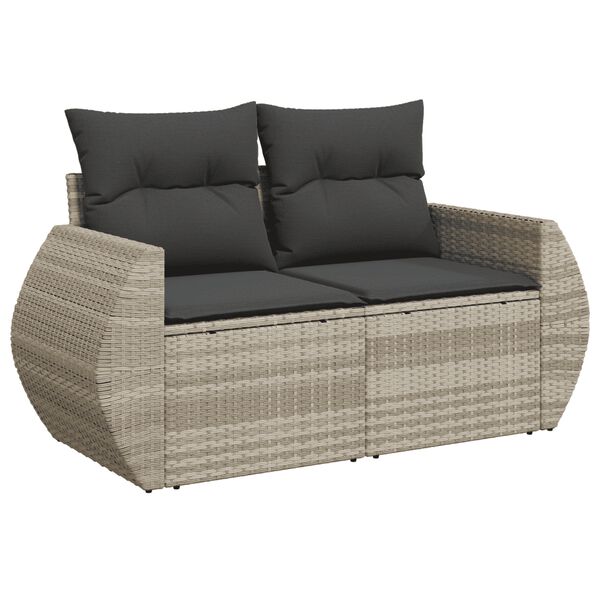 vidaXL Salon de jardin 6 pcs avec coussins gris clair r&eacute;sine tress&eacute;e