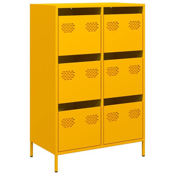 vidaXL Buffet haut jaune moutarde 68x39x101,5 cm acier