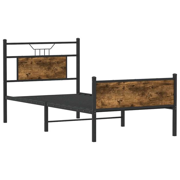 vidaXL Cadre de lit sans matelas ch&ecirc;ne fum&eacute; 90x200cm bois d'ing&eacute;nierie