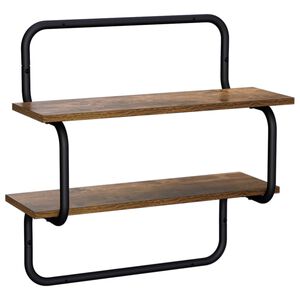 vidaXL &Eacute;tag&egrave;re murale &agrave; 2 niveaux Ch&ecirc;ne fum&eacute; 40 x 24,5 x 61 cm