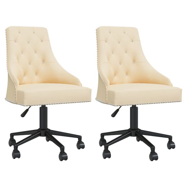 vidaXL Chaises pivotantes &agrave; manger lot de 2 Cr&egrave;me Velours