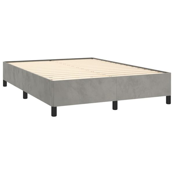 vidaXL Sommier &agrave; lattes de lit et matelas Gris clair 140x200cm Velours