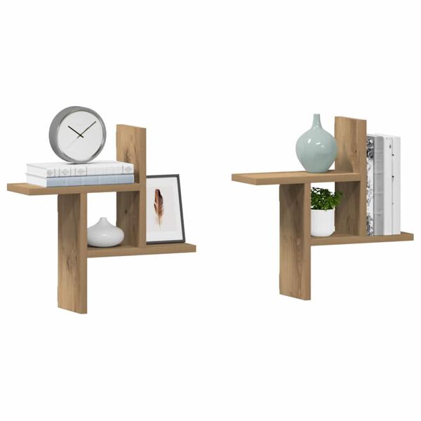 vidaXL &Eacute;tag&egrave;res murales 2 pcs ch&ecirc;ne artisanal bois d'ing&eacute;nierie