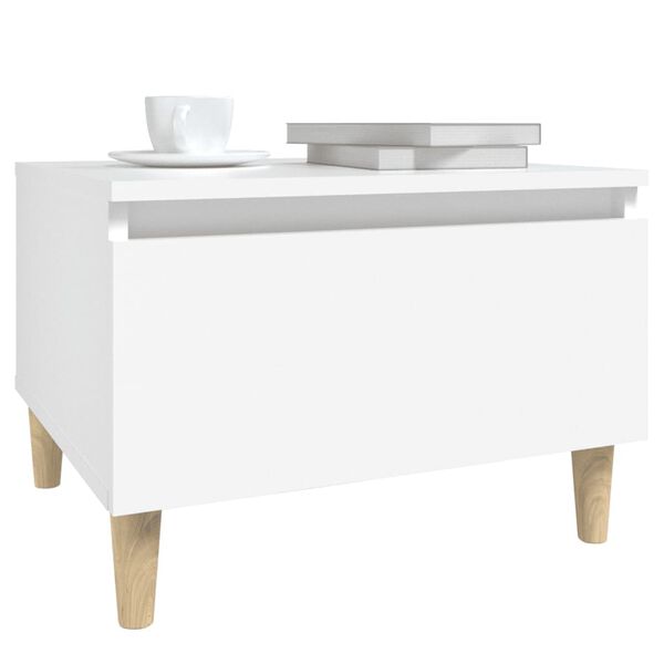 vidaXL Table d'appoint Blanc 50x46x35 cm Bois d'ing&eacute;nierie