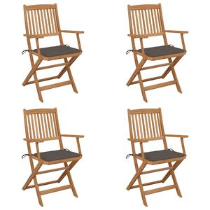 vidaXL Chaises pliantes 4 pi&egrave;ces avec coussins en bois d'acacia massif