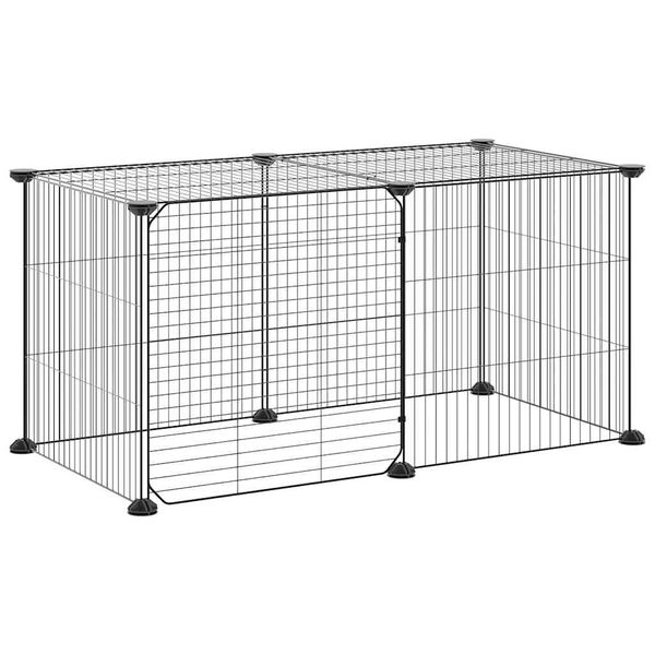 vidaXL Cage animaux de compagnie à 8 panneaux et porte Noir 35x35 cm
