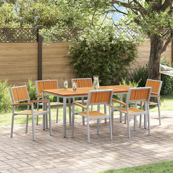vidaXL Ensemble de salle à manger pour jardin 7 pcs Gris