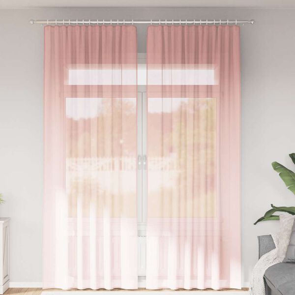 vidaXL Rideaux en voile avec boucles 2 pcs rose 140x260 cm