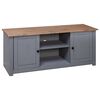 vidaXL Meuble TV Gris 120x40x50 cm Bois de pin massif Gamme Panama