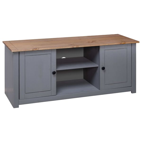 vidaXL Meuble TV Gris 120x40x50 cm Bois de pin massif Gamme Panama