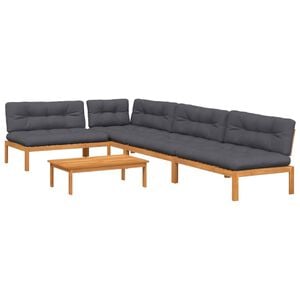 vidaXL Salon palette de jardin avec coussins 5pcs bois d'acacia massif