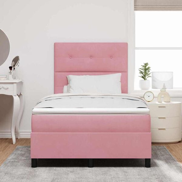 vidaXL Lit &agrave; ressorts avec matelas Rose 120 x 190 cm tissu